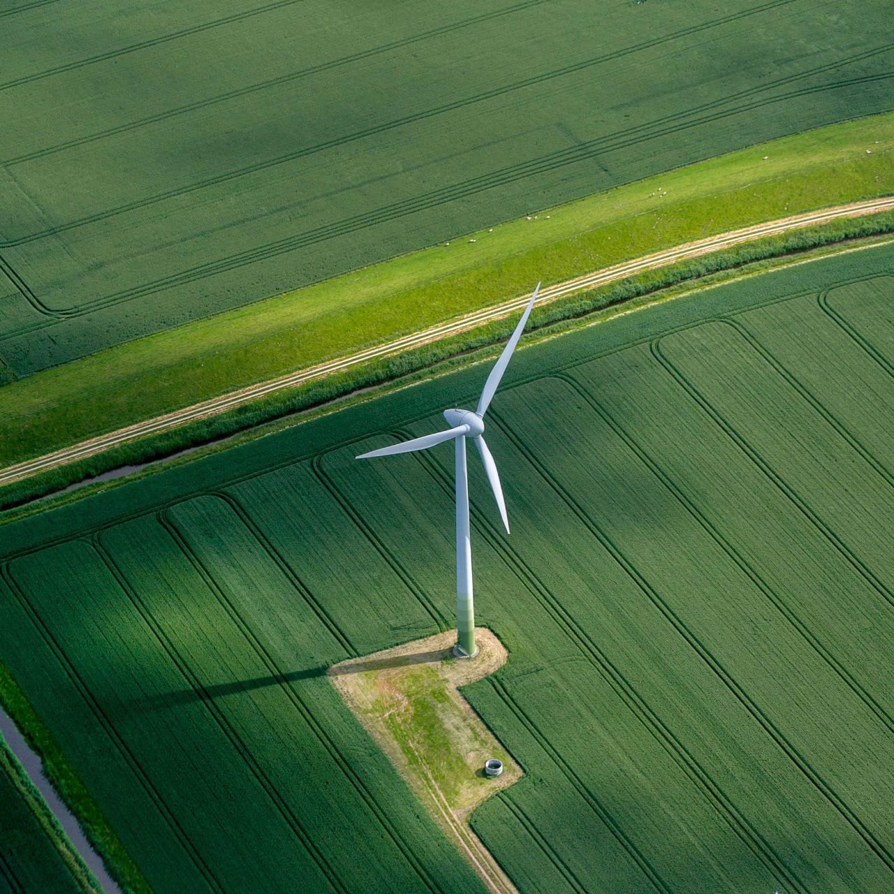 birdview of a windmill to imply sustainable investing concept